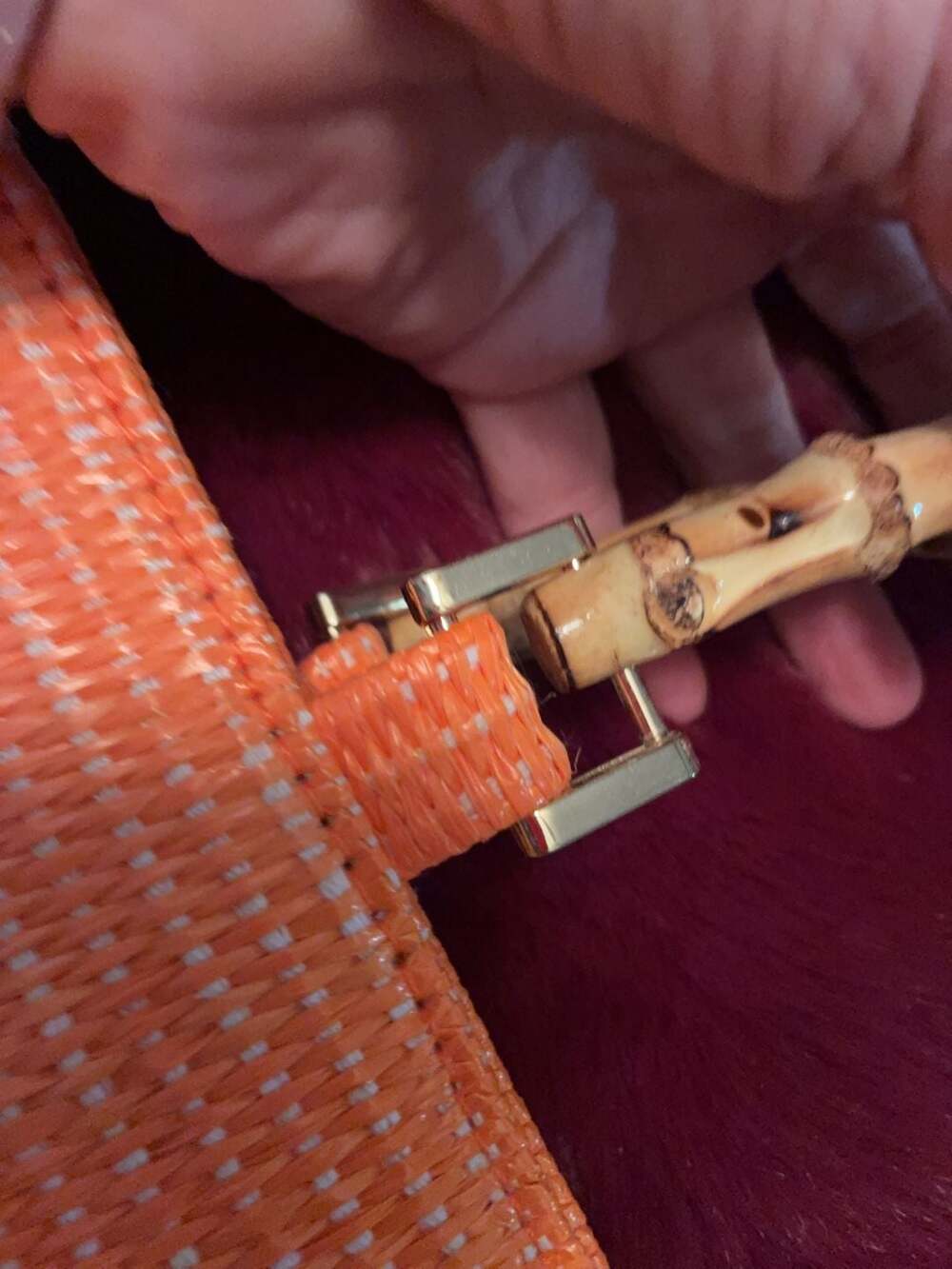 Haute Hippie Style Orange Woven Straw Floral Tote Bag A470 - Picture 5 of 10